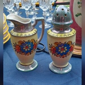 LAST CHANCE! Vtg Handpainted Japanese Salt Shaker And Cream Pitcher